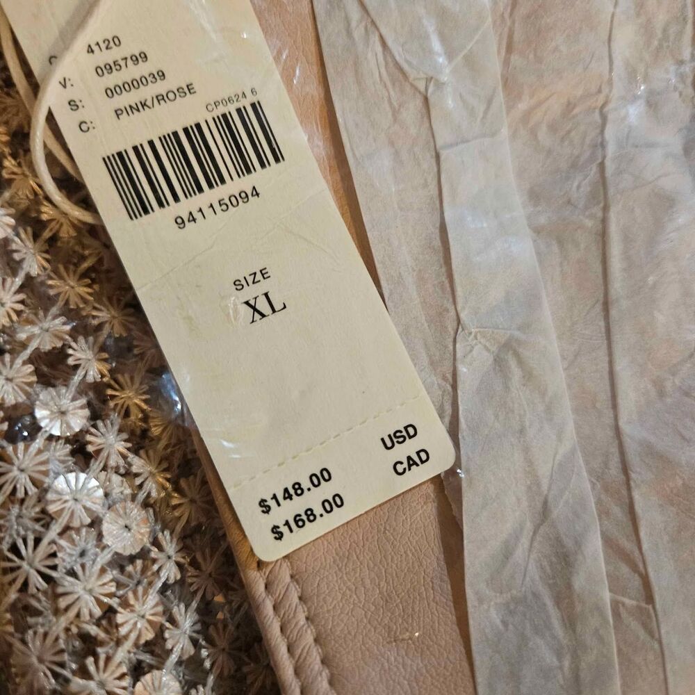 New Anthropologie Pilcro Chainmail Pale Pink Column Mesh Skirt - Picture 8 of 8